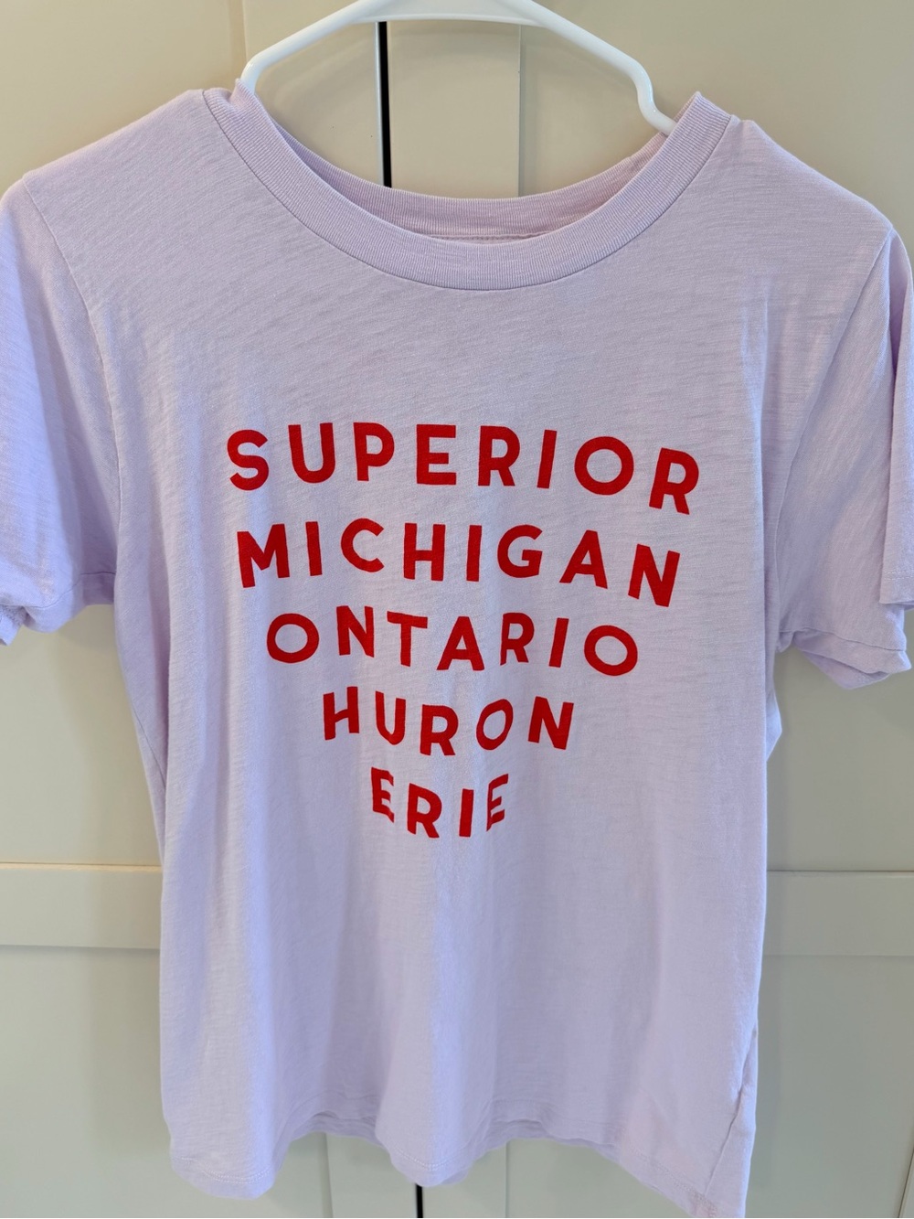 J.Crew Lavender Tee with Red Graphic